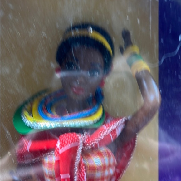 Kenyan African Barbie Doll in Red Checkered Dress - Picture 5 of 7